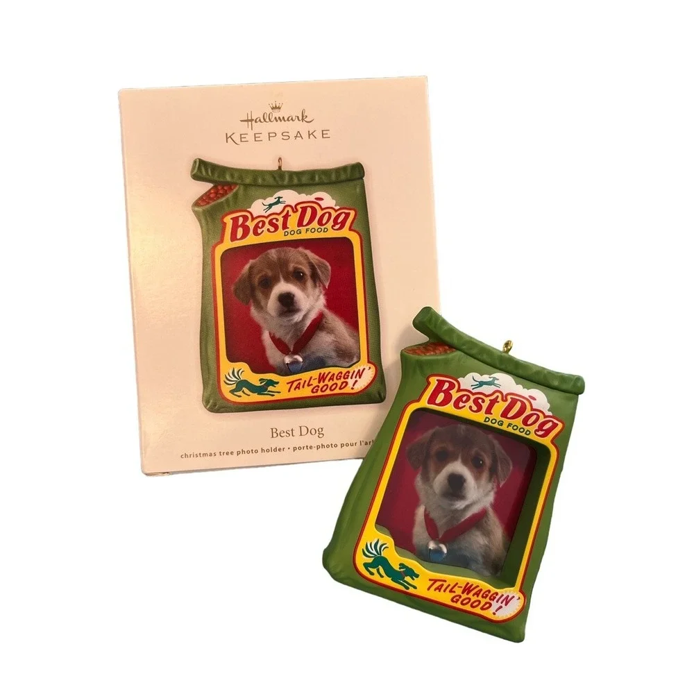 Hallmark Keepsake Christmas Ornament Best Dog Photo Holder Dog Food Bag 2012‎
